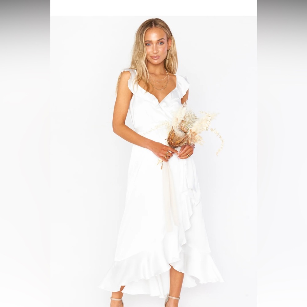 Show Mw Your MumuSamantha Ruffle Wrap Dress in Ivory